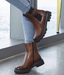 Remonte Fashionable Brown Leather Ankle Boots